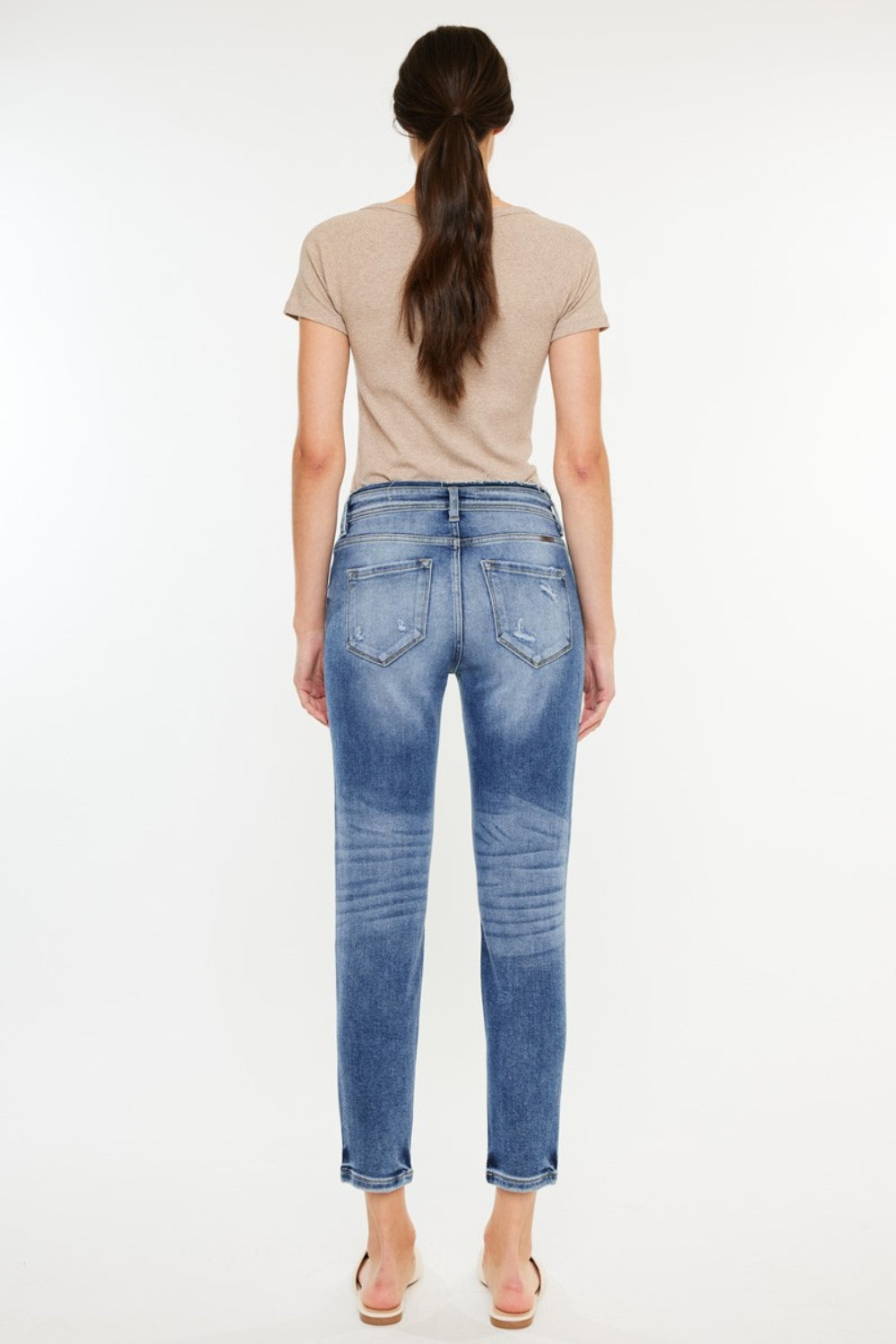 Kancan High Rise Distressed Mom Jeans - Trendy & Comfortable Denim