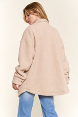 Cozy Teddy Sherpa Button-Down Shacket with Curved Hem - And The Why