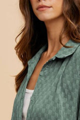 Annie Wear Women's Checkered Button-Up Half Sleeve Cotton Shirt
