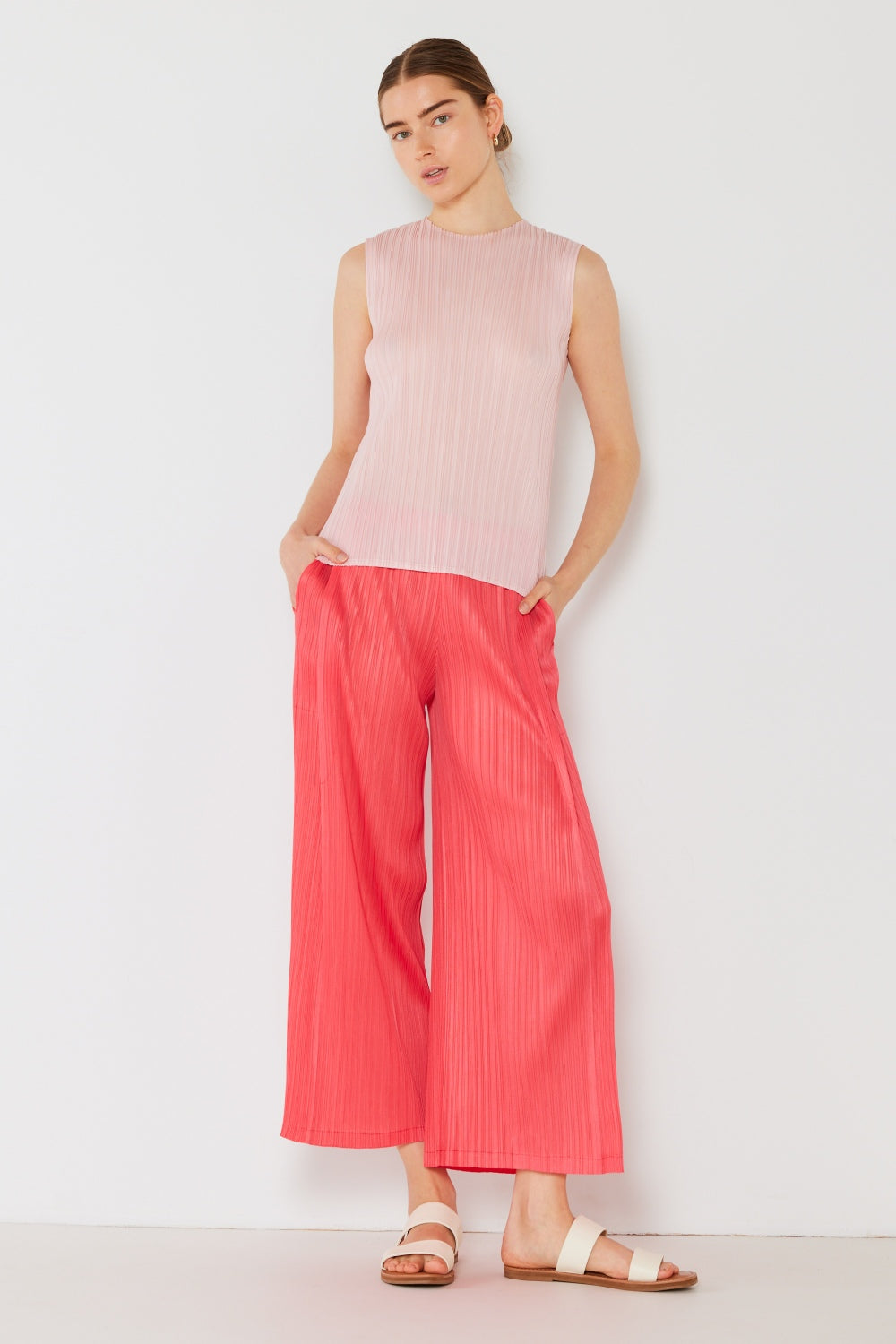 Marina West Swim Women's Pleated Wide-Leg Pants with Chic Side Pleat Detail