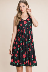 BOMBOM Floral Ruched Tank Dress - Chic Summer Style