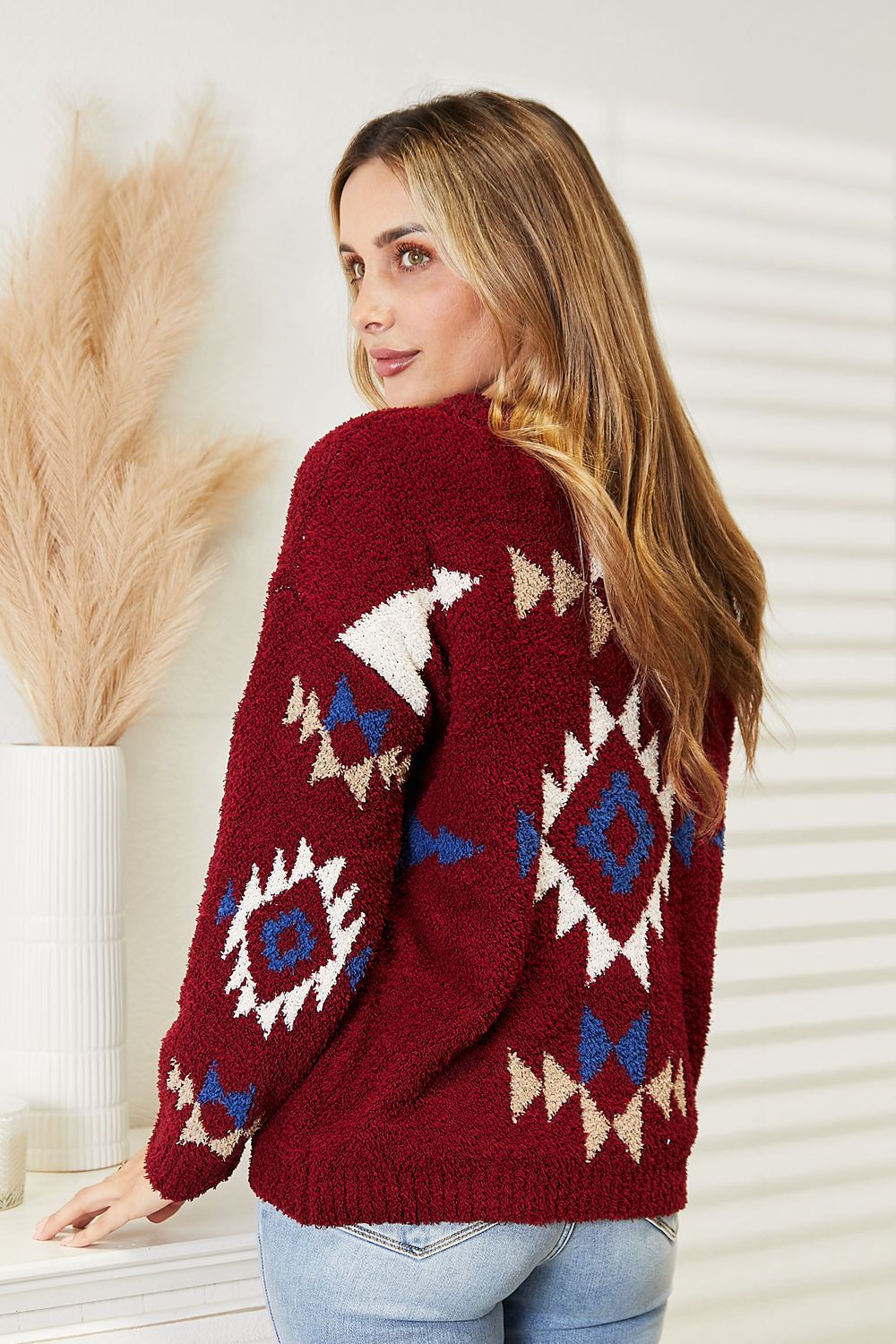 HEYSON Full Size Aztec Soft Fuzzy Sweater - Cozy & Stylish Comfort