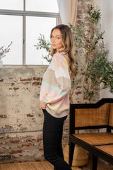 Sew In Love Full Size Color Block Round Neck Sweater - Cozy & Stylish Acrylic Knit