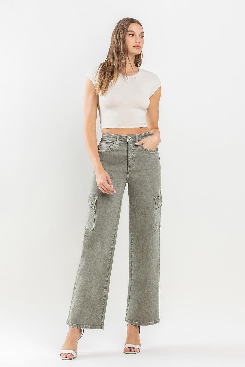 Vervet by Flying Monkey '90s Super High Rise Cargo Jeans - Vintage Style with Modern Comfort