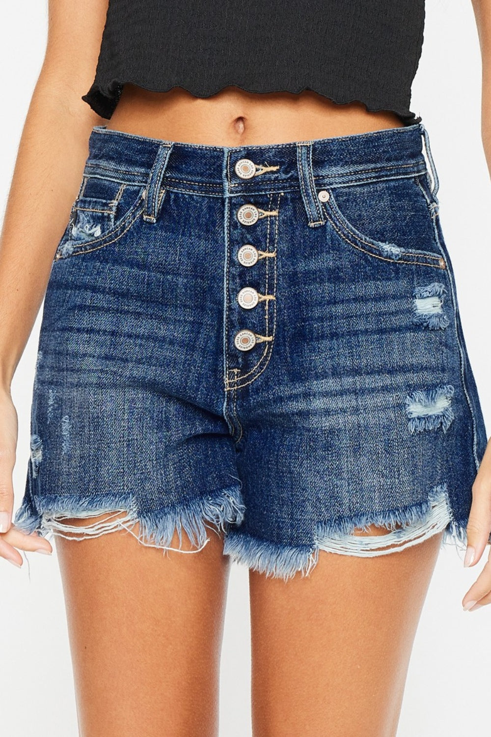Kancan Women's Raw Hem Button-Fly Denim Shorts - Stylish Comfort for Every Occasion