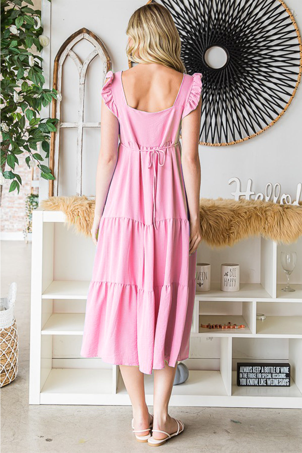Elegant Ruffled Sleeveless Tiered Midi Dress by Reborn J - Perfect for Any Occasion