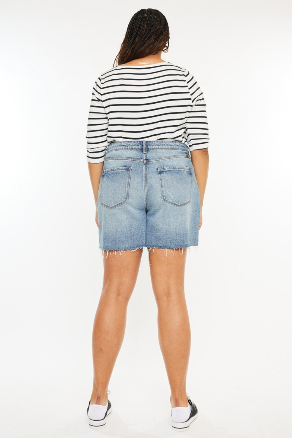 Kancan Women's High Waist Raw Hem Denim Shorts - Trendy & Comfortable