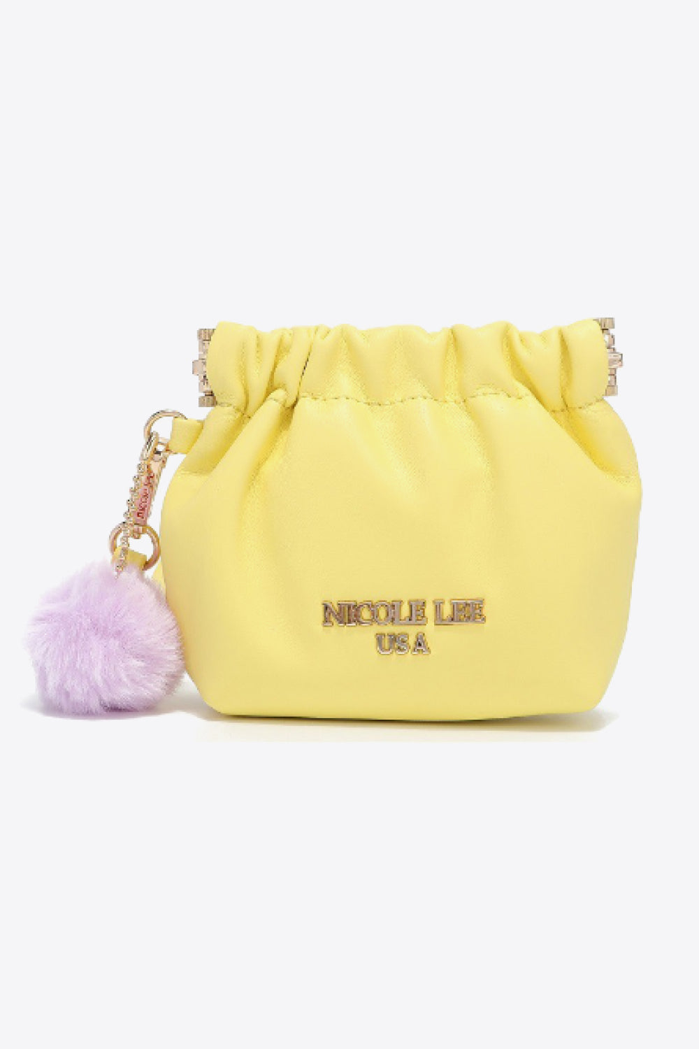 Nicole Lee USA Vegan Leather Two-Tone Pouch with Pompom Keychain