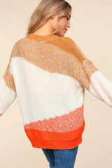 Haptics Color Block Long Sleeve Sweater - Trendy Oversized Acrylic Knit
