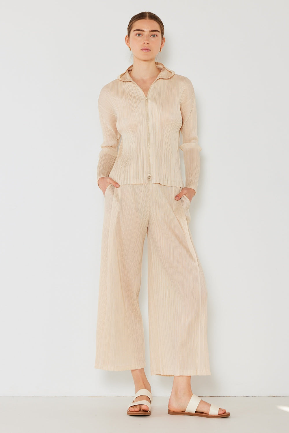 Marina West Swim Women's Pleated Wide-Leg Pants with Chic Side Pleat Detail