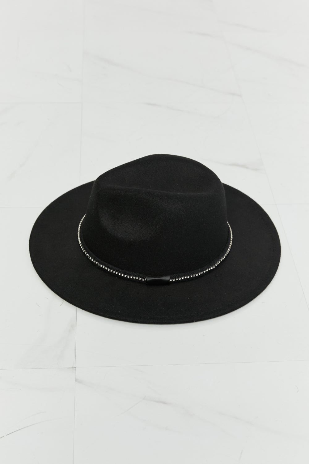 Fame Bring It Back Fedora Hat - Classic Black Fedora with Rhinestone Detailing