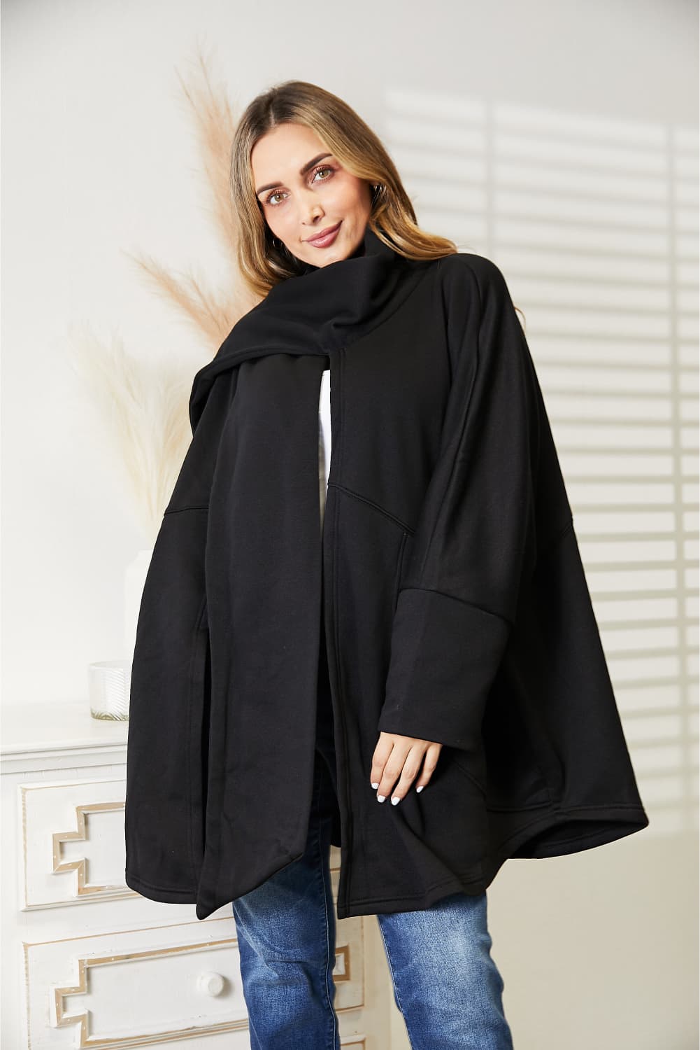 HEYSON Women's Full Size Cardigan with Elegant Scarf Design - Versatile & Stylish