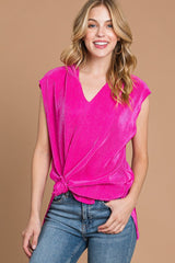 Trendy Culture Code Slit Cap Sleeve Hooded Top - Versatile Fashion Essential