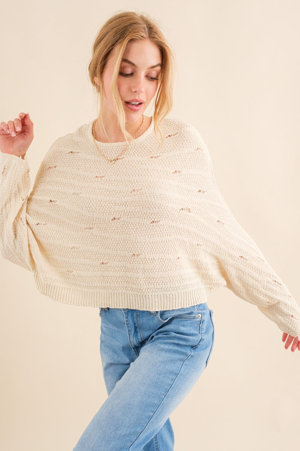 Cozy Dolman Sleeves Sweater by And The Why - Trendy & Comfortable