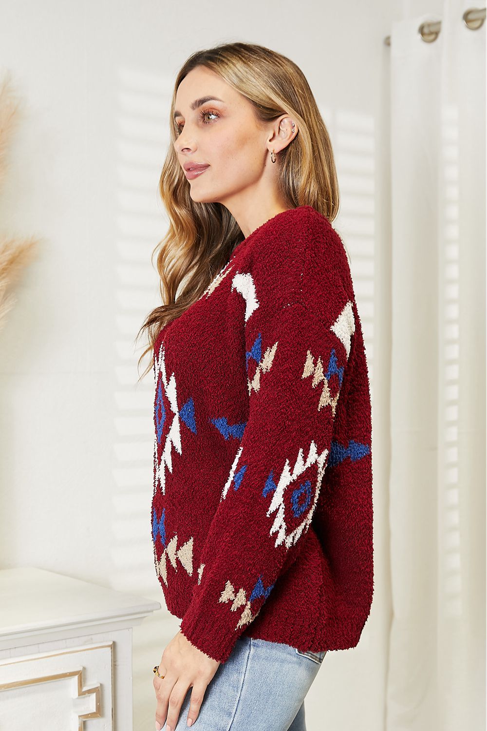 HEYSON Full Size Aztec Soft Fuzzy Sweater - Cozy & Stylish Comfort