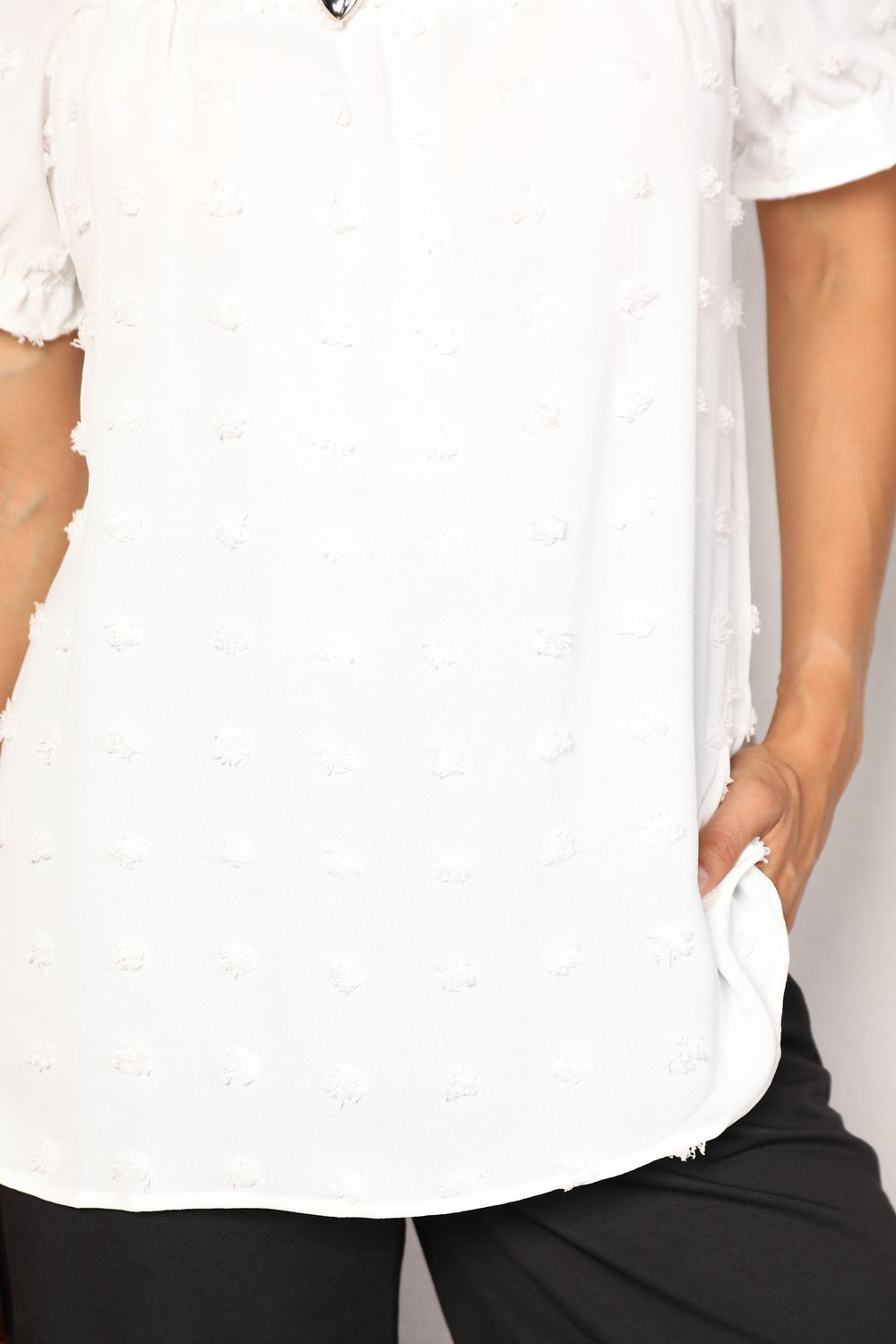 Swiss Dot Puff Sleeve Square Neck Blouse - Feminine & Trendy Style