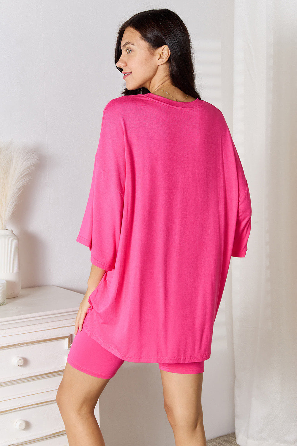 Comfortable Rayon Three-Quarter Sleeve Top and Shorts Set for Women