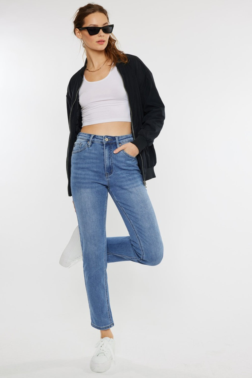 Kancan Full Size High Waist Jeans with Cat's Whiskers Detailing - Vintage Charm & Flattering Fit