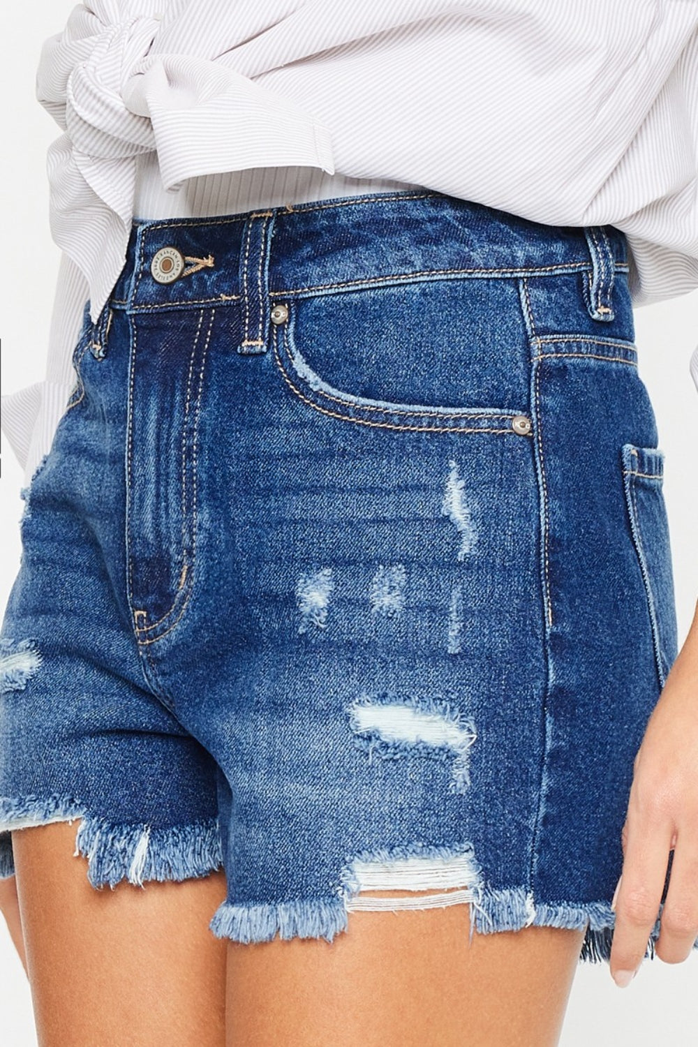 Trendy Kancan High Rise Frayed Hem Denim Shorts for Women - Stylish & Comfortable