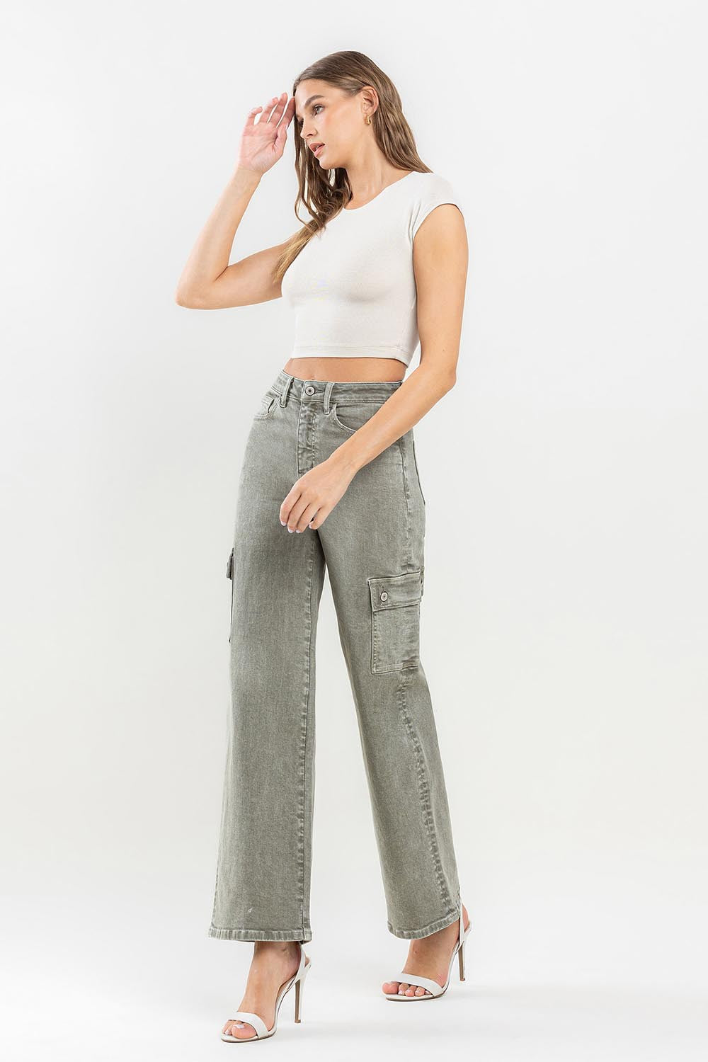 Vervet by Flying Monkey '90s Super High Rise Cargo Jeans - Vintage Style with Modern Comfort