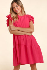 Elegant Ruffle Dress with Smocked Waist & Pockets - Full Size Range