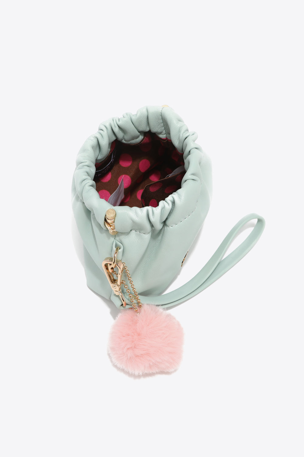 Nicole Lee USA Vegan Leather Two-Tone Pouch with Pompom Keychain