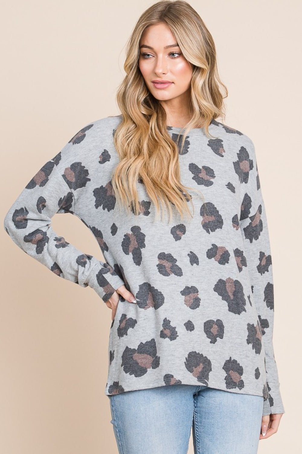 BOMBOM Wild Leopard Print Drop Shoulder T-Shirt - Trendy & Relaxed Fit