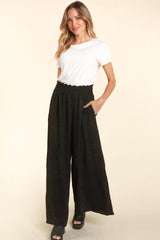 Women's Elastic Waist Wide Leg Pants with Pockets - Trendy & Comfortable Trousers