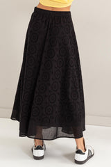 HYFVE Eyelet High-Waist Cotton Midi Skirt - Flared and Dreamy