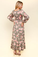 Haptics Floral Dress with Twisted Detail & Ruffled Hem - Elegant & Functional with Side Pockets