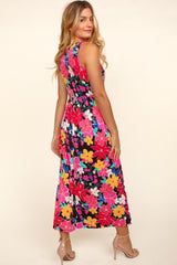 Haptics Pocketed Floral Sleeveless Midi Dress with Round Neck