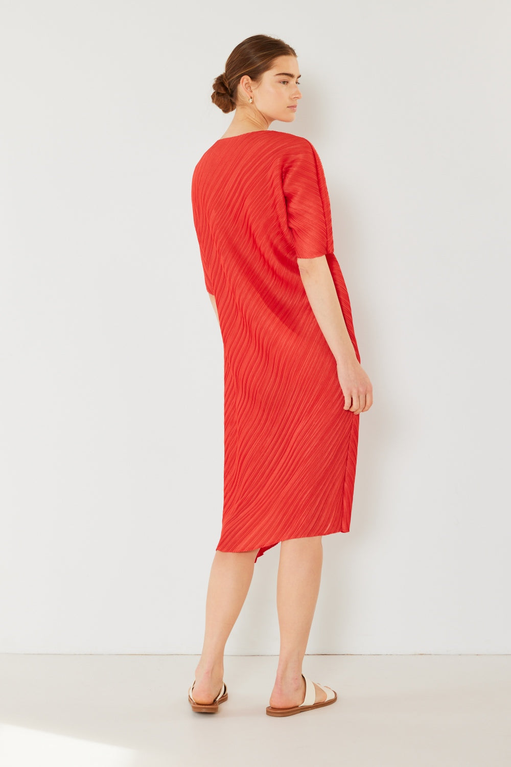 Elegant Pleated Dolman Sleeve Dress by Marina West Swim