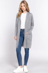 ACTIVE BASIC Women's Open Front Ribbed Long Sleeve Knit Cardigan - Chic & Versatile Layering