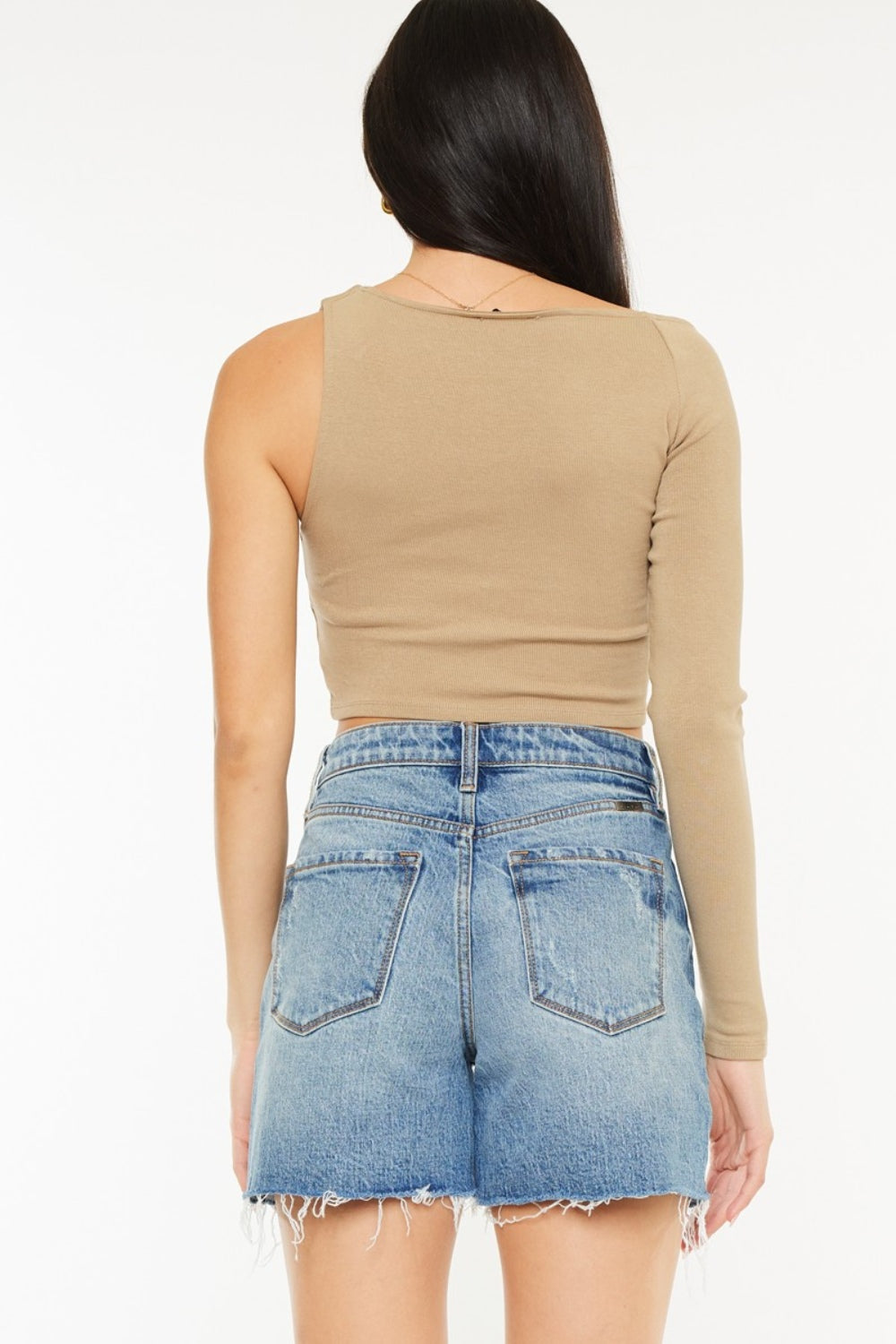 Kancan Women's High Waist Raw Hem Denim Shorts - Trendy & Comfortable
