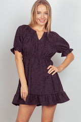 VERY J Floral Textured Woven Ruffled Mini Dress - Perfect for Special Occasions