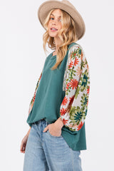 SAGE + FIG Women's Full Size Balloon Sleeve Top with Unique Printed Design