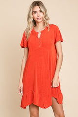 Versatile Notched Short Sleeve Dress by Culture Code - Chic & Comfortable