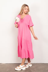 VERY J Women's Soft Crinkle Cotton Gauze Midi Dress - Breezy Summer Fashion