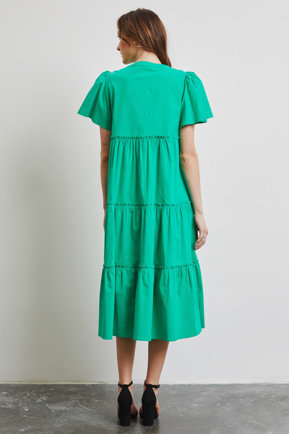 HEYSON Women's Cotton Poplin Ruffled Tiered Midi Dress - Effortless Summer Elegance