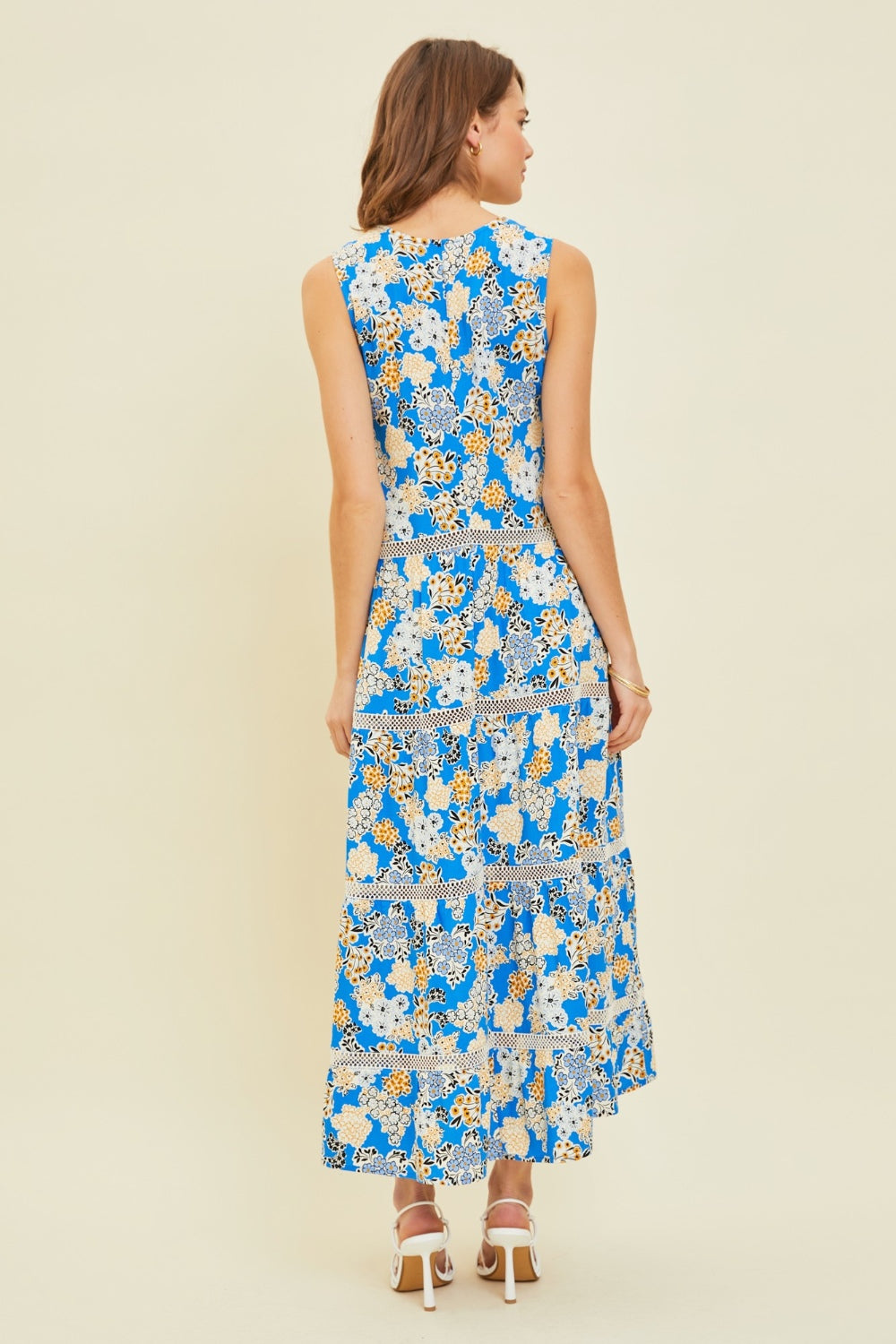 HEYSON Full Size Bohemian Printed Crochet Trim Maxi Dress