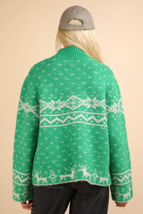 VERY J Festive Christmas Mock Neck Long Sleeve Sweater - Cozy Holiday Attire