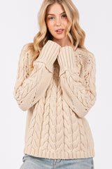 SAGE + FIG Women's Cable-Knit Long Sleeve Oversized Sweater - Cozy Knit Fashion