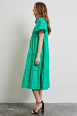 HEYSON Women's Cotton Poplin Ruffled Tiered Midi Dress - Effortless Summer Elegance
