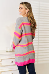 Chic Ribbed Long Sleeve Cardigan for Women - Cozy & Versatile