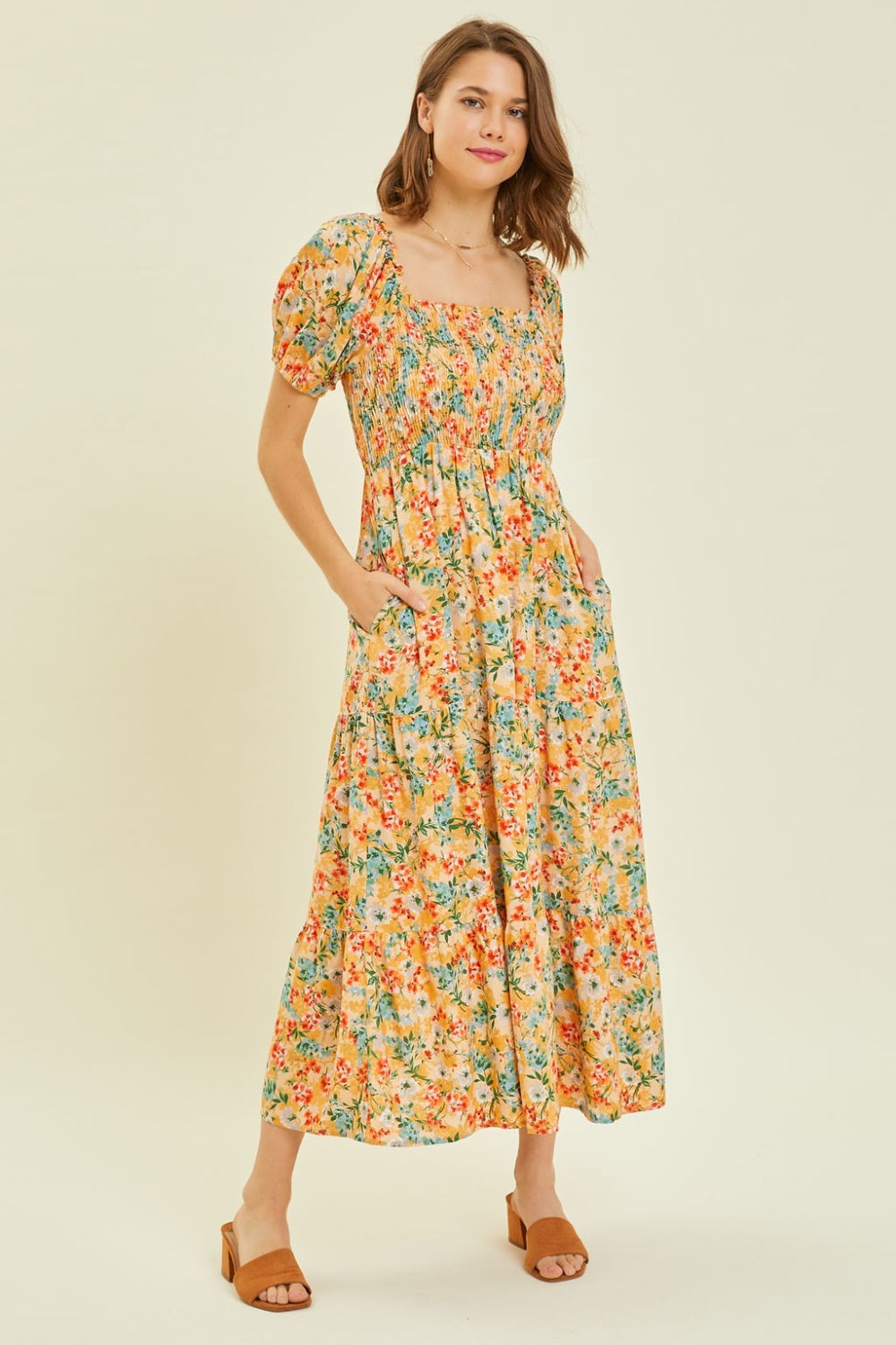HEYSON Women's Floral Smocked Tiered Midi Dress - Perfect Summer Outfit