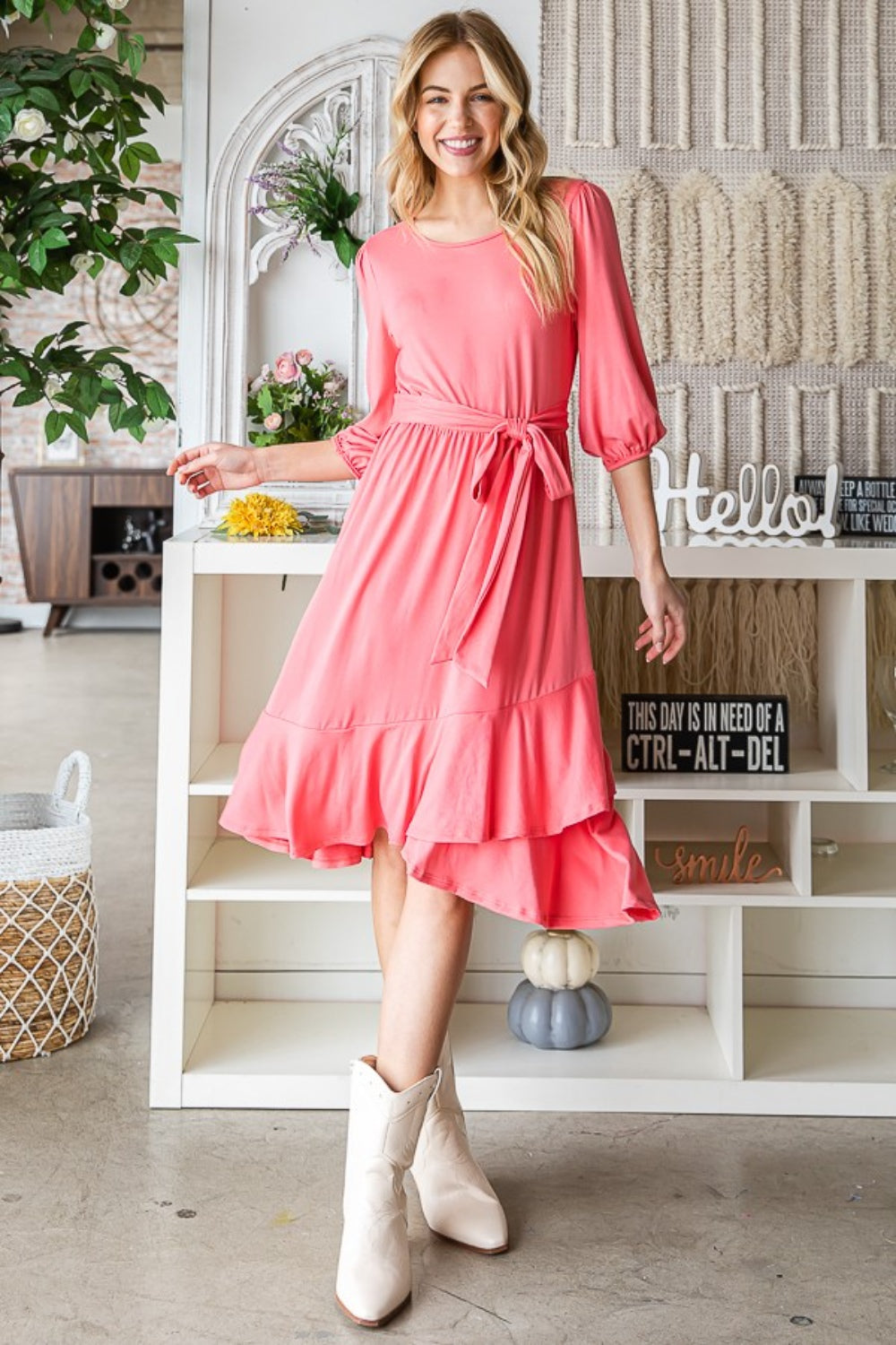 Elegant Tie Front Ruffle Hem Dress for Women | Perfect for Any Occasion
