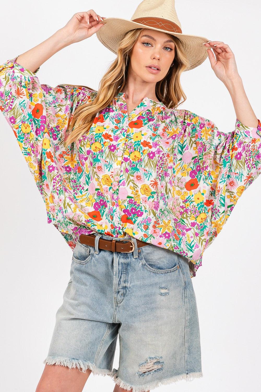 SAGE + FIG Women’s Button Down Floral Shirt – Chic & Versatile