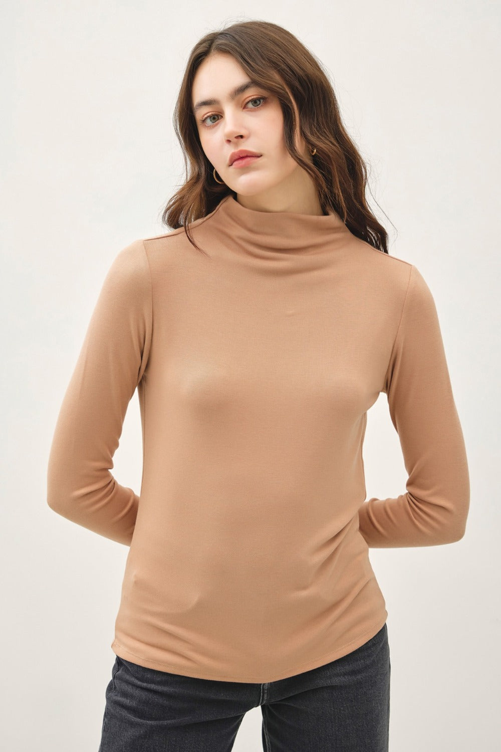Versatile Mock Neck Long Sleeve T-Shirt | Chic & Comfortable