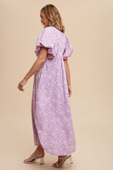 Annie Wear Women's Floral Smock Puff Sleeve Dress - Elegant & Chic