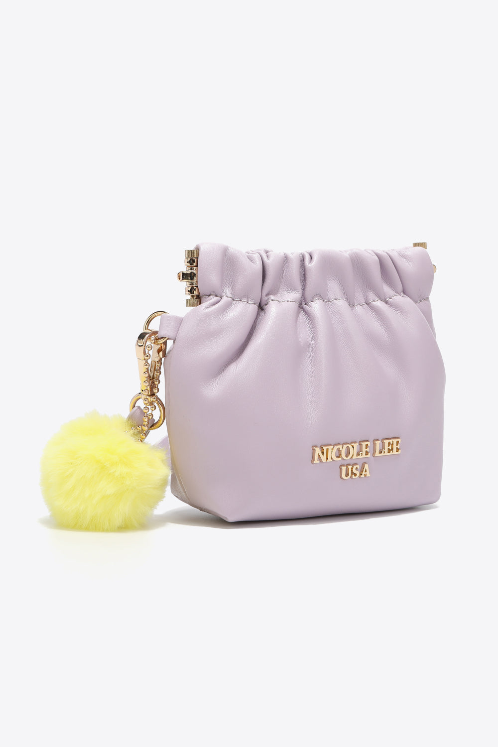 Nicole Lee USA Vegan Leather Two-Tone Pouch with Pompom Keychain